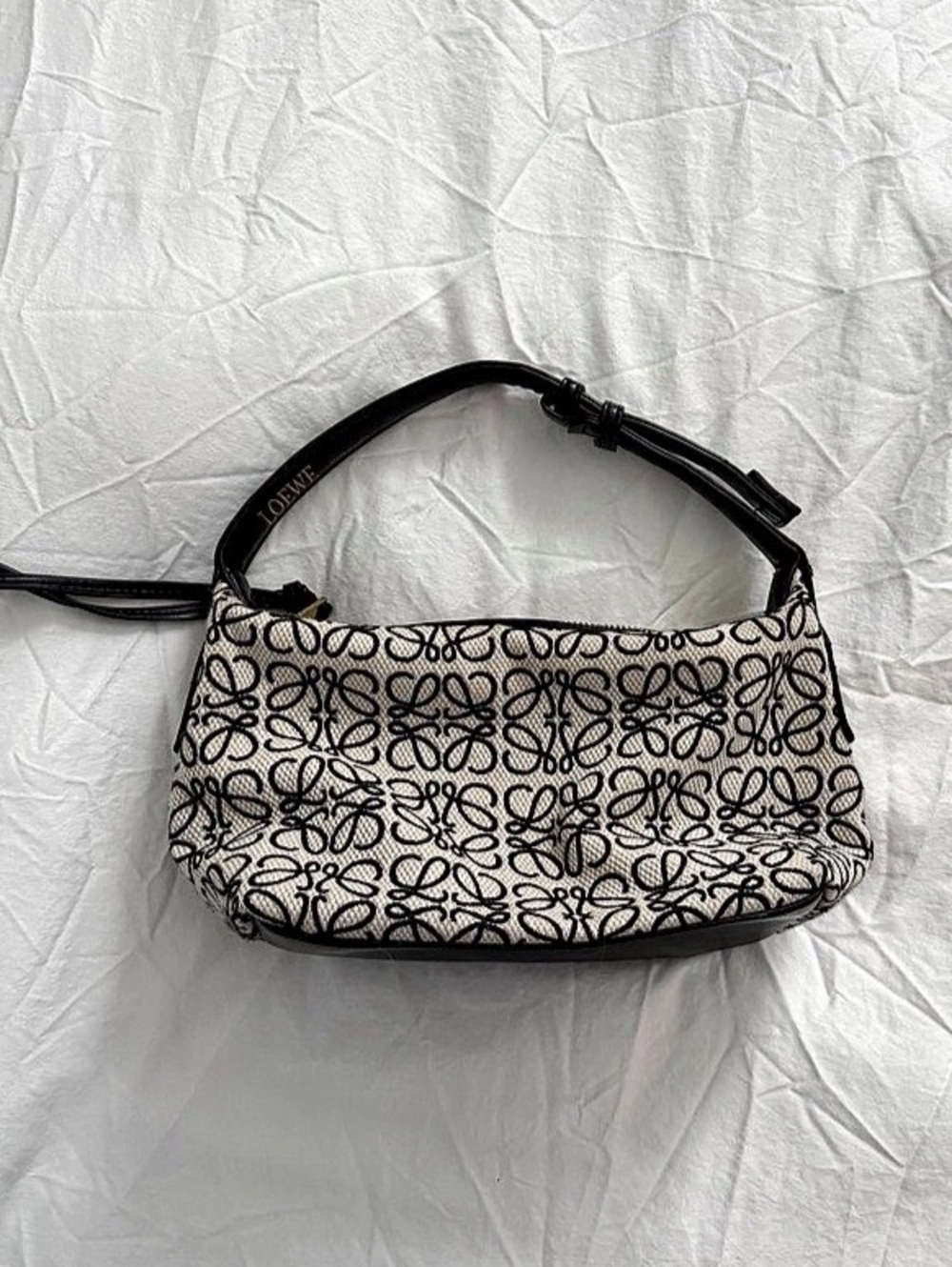 Loewe Small Cubi Bag in Anagram Jacquard and Calfskin Black & White